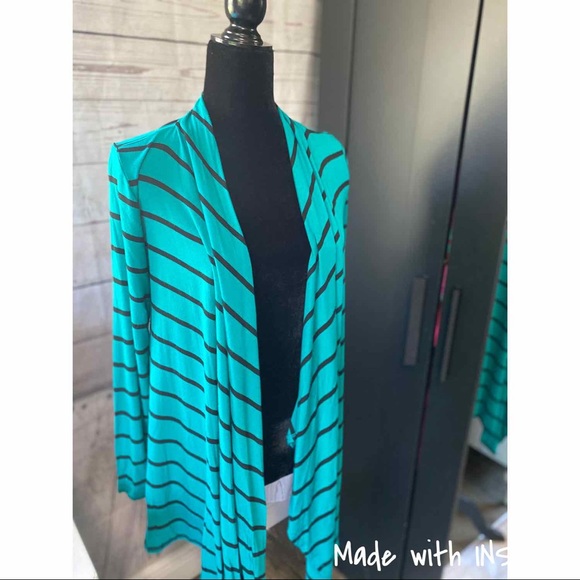 Emerald Sweaters - Emerald Green and black Waterfall Cardigan